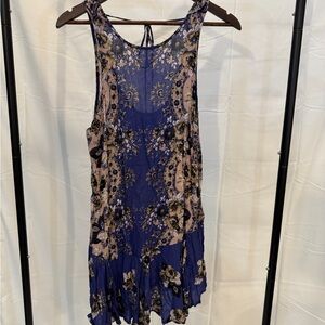Free People Purple Floral Lace-Up Tank